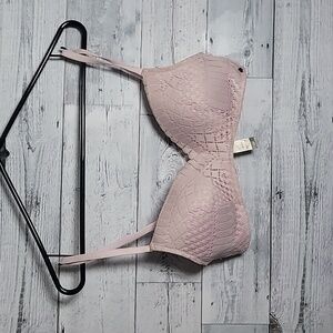 Lucky Brand Soft Pink Wireless Lined Lace Bra Sz 34C